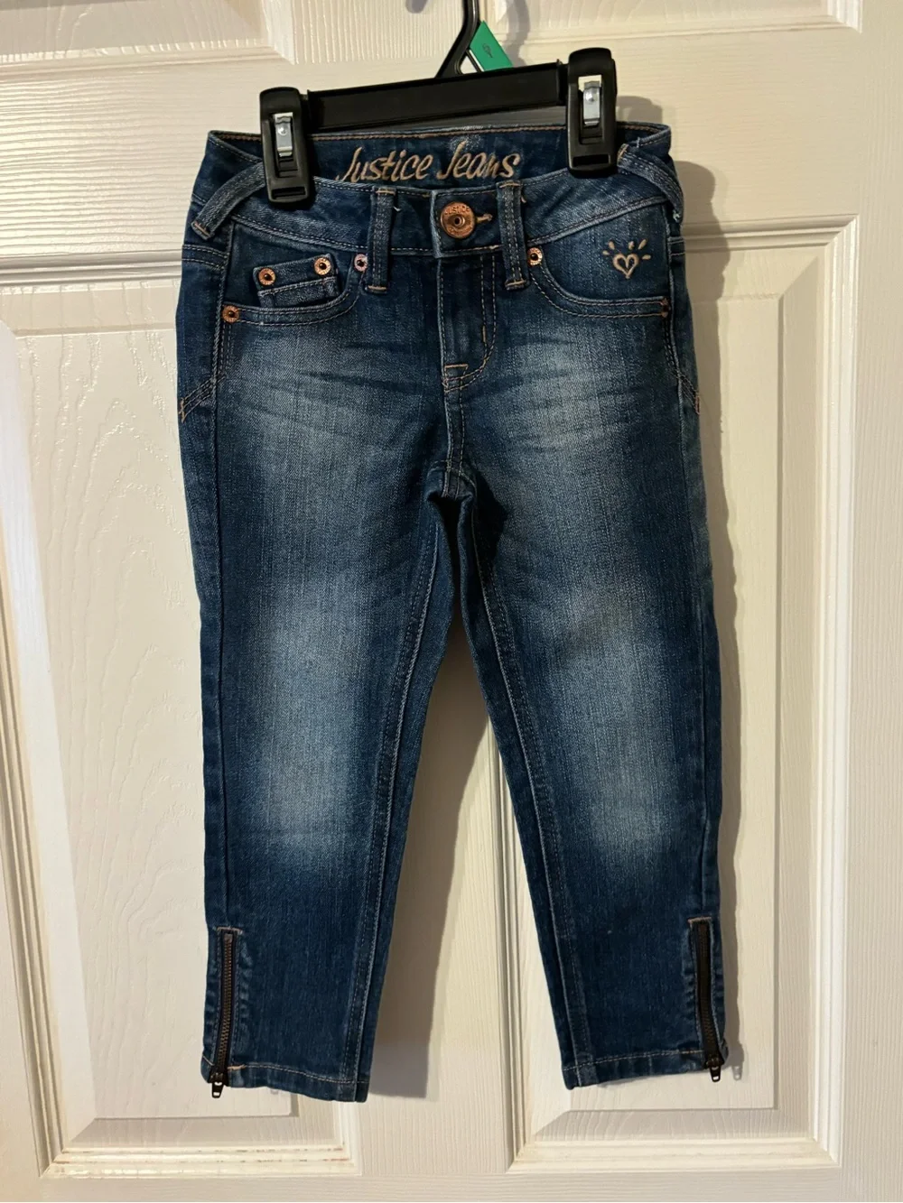 Justice Dark Blue Denim Jeans with Copper Accents - Girls 6R
